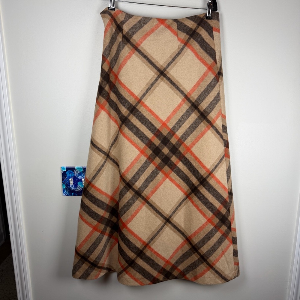 Chadwick’s Of Boston Plaid Midi Brown Wool Blend Skirt Academia Preppy Size 6 - Picture 9 of 10